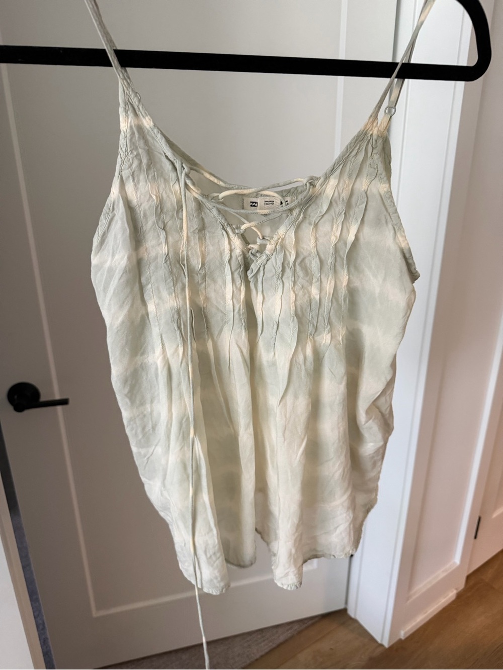 Billabong Light Green Lace-Up Spaghetti Strap Tank Top